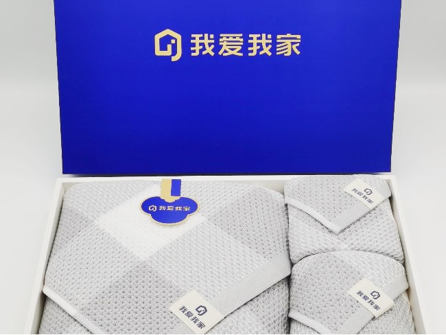 云淡風(fēng)輕華夫格純棉三件套毛巾禮盒